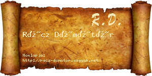 Rácz Dömötör névjegykártya